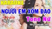 Karaoke Người Em Xóm Đạo Tone Nữ Nhạc Sống | Trọng Hiếu