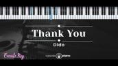Thank You – Dido (KARAOKE PIANO - FEMALE KEY)