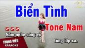Karaoke Biển Tình Tone Nam Nhạc Sống | Trọng Hiếu