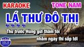 Karaoke Lá Thư Đô Thị || Nhạc Sống Tone Nam Tuấn Cò Karaoke