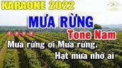 Mưa Rừng Karaoke Tone Nam Nhạc Sống 2022 | Trọng Hiếu