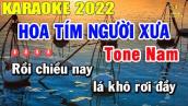 Hoa Tím Người Xưa Karaoke Tone Nam Nhạc Sống Dễ Hát Nhất 2022 | Trọng Hiếu
