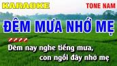 Karaoke Đêm Mưa Nhớ Mẹ Tone Nam Nhạc Sống | Nguyễn Linh