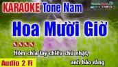 HOA MƯỜI GIỜ Karaoke Tone Nam |  Âm Thanh Tách Nhạc 2Fi - Nhạc Sống Thanh Ngân