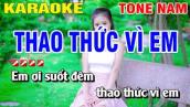 Karaoke Thao Thức Vì Em Tone Nam Nhạc Sống | Nguyễn Linh