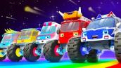 Five Monster Trucks | Learning Vehicles | Number Song | Fire Truck, Police Car | Kids Song | BabyBus