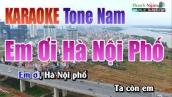 Em Ơi Hà Nội Phố Karaoke || Tone Nam - Nhạc Sống Thanh Ngân