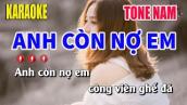 Karaoke Anh Còn Nợ Em Tone Nam | Nhạc Sống Nguyễn Linh