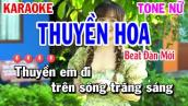 Karaoke Thuyền Hoa | Tone Nữ ( Beat Phối Mới ) Karaoke Huỳnh Anh