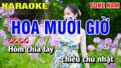 Karaoke Hoa Mười Giờ Tone Nam Nhạc Sống | Nguyễn Linh