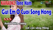 Gửi Em Ở Cuối Sông Hồng Karaoke Tông Nam - Beat Cha Cha Cha | Karaoke Nhạc Sống Thanh Ngân