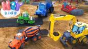 Construction Vehicles Song for Kids 🚛 Excavator, Bulldozer \u0026 Other Trucks for children - HeyKids