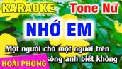 Karaoke Nhớ Em Tone Nữ Nhạc Sống Dể Hát | Hoài Phong Organ