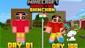 I survived 100 days in minecraft hardcore as a shinchan || 100 days as a shinchan || shinchan, wizx