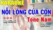 Karaoke Nỗi Lòng Của Con Tone Nam Nhạc Sống | Trọng Hiếu