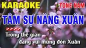 Karaoke Tâm Sự Nàng Xuân Tone Nam Nhạc Sống | Nguyễn Linh