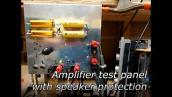 Amplifier test panel with speaker protection