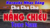 Nắng Chiều Karaoke Tone Nam Nhạc Sống Cha Cha Cha || Karaoke Đại Nghiệp