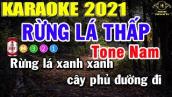 Rừng Lá Thấp Karaoke Tone Nam Nhạc Sống 2021 | Trọng Hiếu