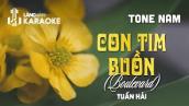 KARAOKE | Con Tim Buồn (Boulevard) | TONE NAM | Tuấn Hải | Official Làng Văn