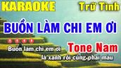 Buồn Làm Chi Em Ơi Karaoke Tone Nam - Nhạc Trữ Tình | Trọng Hiếu