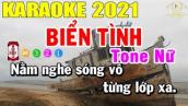 Biển Tình Karaoke Tone Nữ Nhạc Sống 2021 | Trọng Hiếu