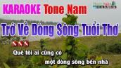 Trở Về Dòng Sông Tuổi Thơ Karaoke | Tone Nam - Nhạc Sống Thanh Ngân