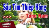 Karaoke Sầu Tím Thiệp Hồng Tone Nam Nhạc Sống | Trọng Hiếu